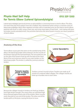 Physio Med Self Help for Tennis Elbow (Lateral Epicondylalgia)