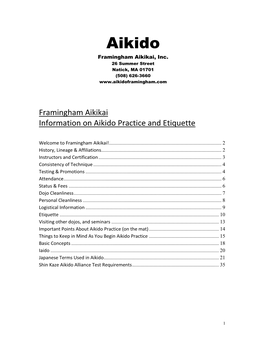 Aikido Framingham Aikikai, Inc