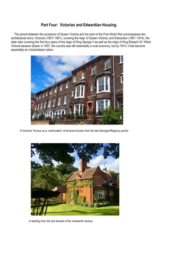 Part Four: Victorian and Edwardian Housing