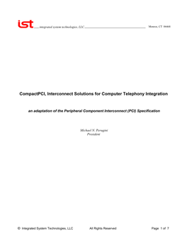 Compact PCI, Interconnect Solutions for Computer Telephony Integration