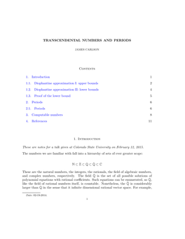 Transcendental Numbers and Periods