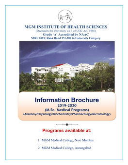 Information Brochure 2019–2020 (M.Sc