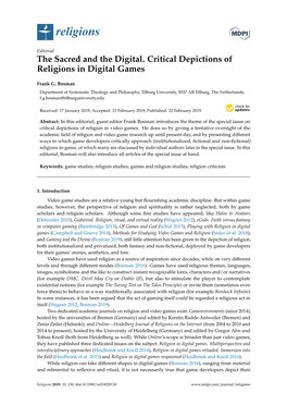 The Sacred and the Digital. Critical Depictions of Religions in Digital Games