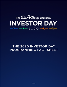 The 2020 Investor Day Programming Fact Sheet