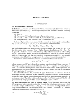(One-Dimensional) Wiener Process (Also Called Brownian