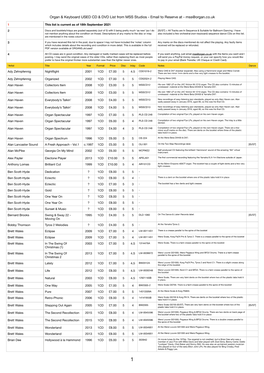 Organ & Keyboard USED CD & DVD List from MSS Studios - Email to Reserve at - Mss@Organ.Co.Uk