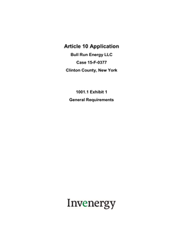 Article 10 Application Bull Run Energy LLC Case 15-F-0377 Clinton County, New York
