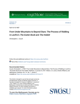 From Under Mountains to Beyond Stars: the Process of Riddling in Leofric's the Exeter Book and the Hobbit