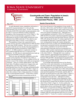 Population in Iowa's Counties Within and Outside of Incorporated Places