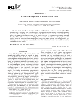 Chemical Composition of Edible Ostrich Offal