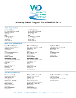 Advocacy Action: Oregon's Elected Officials 2019
