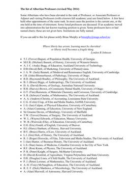 Albertian Professors (Revised May 2014)