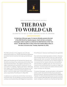 The Road to World Car Celebrating the Best of Today—Inspiring the Best of Tomorrow