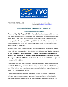 TVC Has Record Breaking July