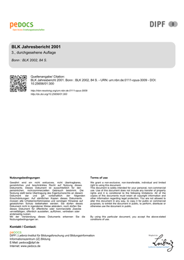 BLK Jahresbericht 2001 3., Durchgesehene Auflage