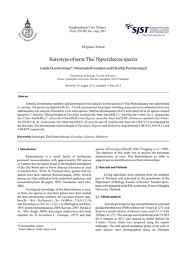 Karyotype of Some Thai Hypoxidaceae Species
