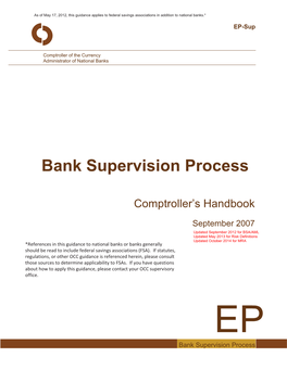 Comptroller's Handbook Booklet, "Bank Supervision Process"