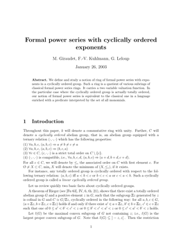 Formal Power Series with Cyclically Ordered Exponents