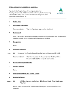 Regular Council Meeting – Agenda