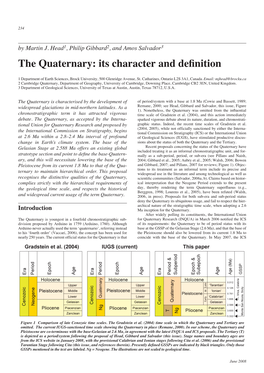 The Quaternary: Its Character and Definition