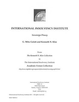 Sovereign Piracy G. Mitu Gulati and Kenneth N. Klee