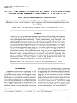 Occurrence and Diversity of Arbuscular Mycorrhizal Fungi in Trap Cultures from Soils Under Different Land Use Systems in the Amazon, Brazil