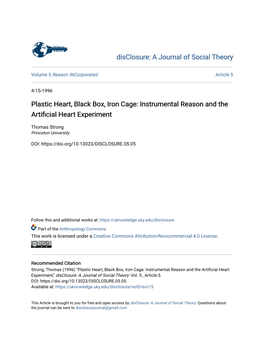 Instrumental Reason and the Artificial Heart Experiment