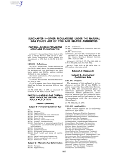 Subchapter I—Other Regulations Under the Natural Gas Policy Act of 1978 and Related Authorities