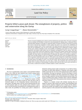 Property Killed a Peace Park Dream: the Entanglement of Property, Politics and Conservation Along the Gariep