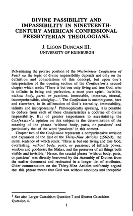 Divine Passibility and Impassibility in Nineteenth-Century American