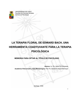 La Terapia Floral De Edward Bach, Una Herramienta Coadyuvante Para La Terapia Psicológica