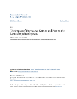 The Impact of Hurricanes Katrina and Rita on the Louisiana Judicial System