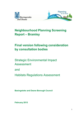 Neighbourhood Planning Screening Report – Bramley Final Version