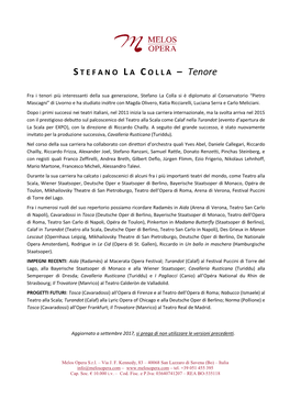 STEFANO LA COLLA – Tenore