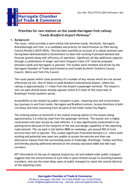 Priorities for New Stations on the Leeds-Harrogate-York Railway “Leeds Bradford Airport Parkway” 1