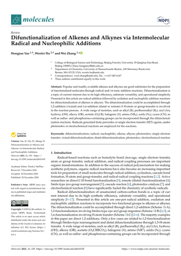 Difunctionalization of Alkenes and Alkynes Via Intermolecular Radical and Nucleophilic Additions