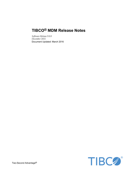 TIBCO® MDM Release Notes