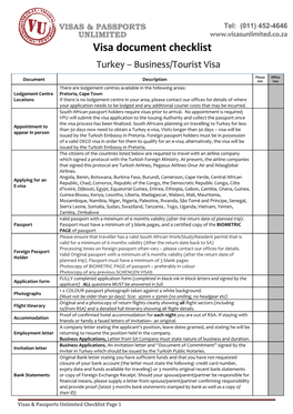 Visas & Passports Unlimited Checklist Page 1