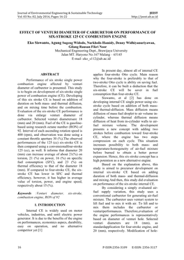 Effect of Venturi Diameter of Carburetor on Performance Of