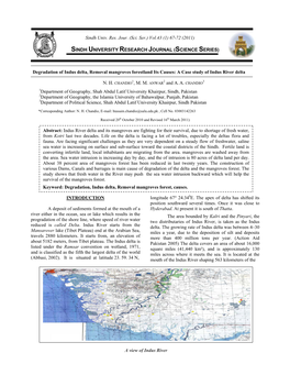 Degradation of Indus Delta, Removal Mangroves Forestland Its Causes: a Case Study of Indus River Delta