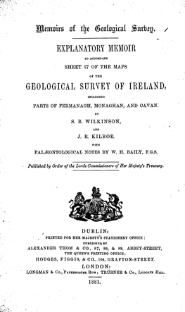 Explanatory Memoir to Accompany Sheet 57 of the Geological Survey