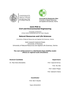 Joint Phd in Civil and Environmental Engineering Natural Resources