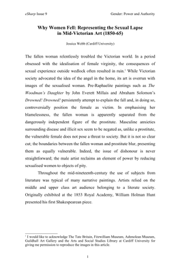 Why Women Fell: Representing the Sexual Lapse in Mid-Victorian Art (1850-65)