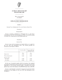 ———————— an BILLE AIRGEADAIS 2007 FINANCE BILL 2007 ———————— Mar a Tionscnaıodh As Initiated E