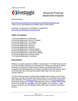 Advanced Financial Statements Analysis