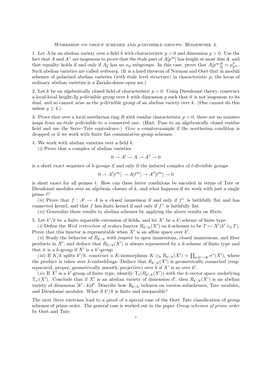 Workshop on Group Schemes and P-Divisible Groups: Homework 4. 1