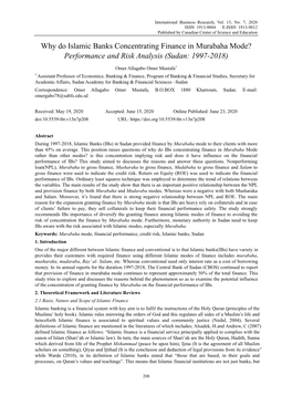 Why Do Islamic Banks Concentrating Finance in Murabaha Mode? Performance and Risk Analysis (Sudan: 1997-2018)