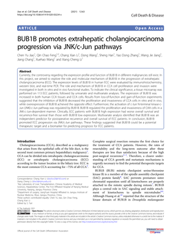 BUB1B Promotes Extrahepatic Cholangiocarcinoma Progression