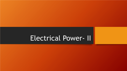 Electrical Power- II Switch Gear