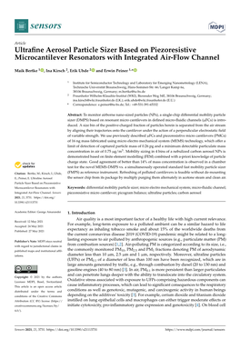 Ultrafine Aerosol Particle Sizer Based on Piezoresistive Microcantilever Resonators with Integrated Air-Flow Channel